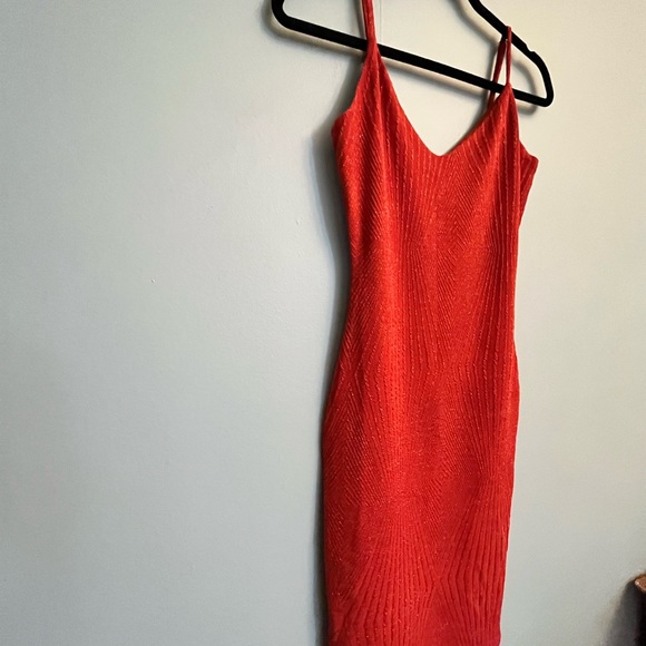 orange sparkle mini bodycon 2000s dress - Picture 1 of 5